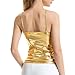 NewL Women's Shiny Metallic Camisole Wet Look Short Vest Spaghetti Straps Tank Top Party Club Dancewear Basic Solid Strappy Cami (XL, Gold)
