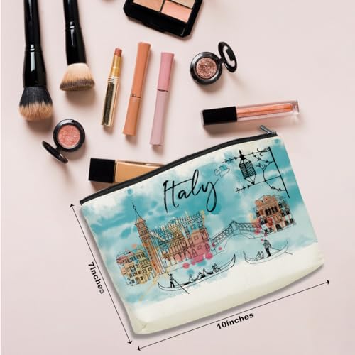 Italy Travel Gift Cosmetic Bag Italy Lovers Gift Italy Souvenir Watercolor Makeup Bag Girls Trip Gifts Favors Italy City Themed Gifts for Traveller Bestie Birthday Christmas Bachelorette Party Favors2