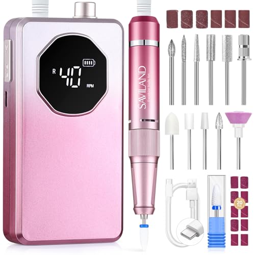 SAVILAND 2026 Electric Nail Drill Professional: 40000RPM 30-Second Removal & All-Day Runtime, Nail...