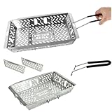 Proud Grill UltraVersatile Stainless Steel Grill Basket - Large BBQ Griddle basket for Outdoor Grill Vegetables - Meat - Fish Grill Basket with Detachable Handle & Movable Dividers