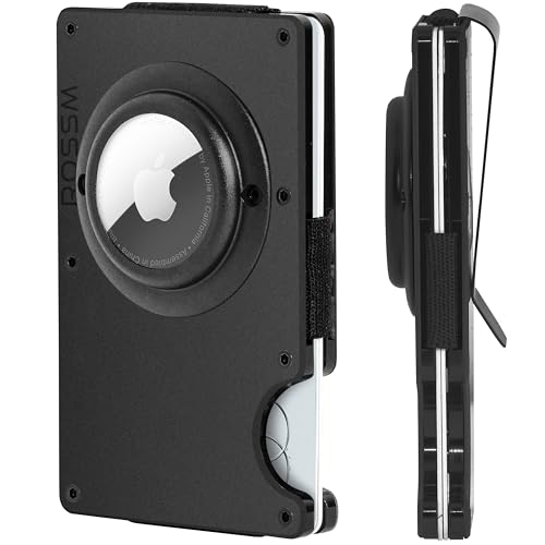 ROSSM Tarjetero Hombre con Bloqueo RFID para Tarjetas de Crédito - Cartera para Hombre Minimalista de Carbono y Metalica con Pinza y Banda Elástica para Billetes