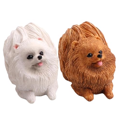 Beaupretty 2個 犬模型 立ちポーズの小型犬フィギュア 可愛い子犬デザイン インテリア装飾 卓上 チュアガーデン用 おしゃれな置物