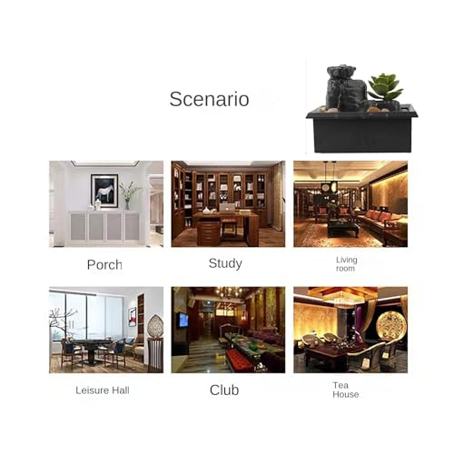Tabletop Fountain Decorative Battery/USB Operated Small Indoor Water Fountain Ornaments Landscape Decoration Sculpture for Table Home Living Room Office (D)