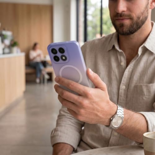 Image of Amazon Basics Paper Luxury Thin Case Cover for Xiaomi 17 5G | Matte Finish | Gradient Case, Shaded Color | Compatible with magsafe | (Pink White, Xiaomi 17 5G)