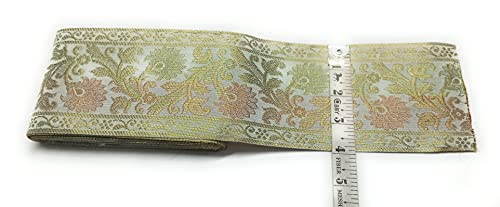 Image of Floral Brocade Ethnic Work Laces and Borders Material for Dresses, Sarees, Lehenga, Suits, Blouses, Dupatta, chunri and Crafts