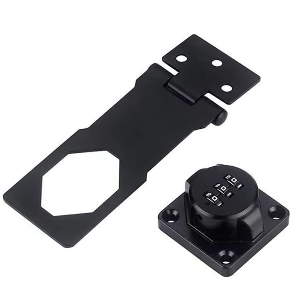 I-EASYDWW Keyless Combination Lock - 3 Digit Password Twist Knob Hasp Latch For Cabinets, Doors, Drawers, Barn Doors, Closets (Black, Zinc Alloy)