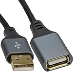 kenable PRO Metal USB 2.0 Extension Cable A Male to A Female 24AWG High Speed Braided Lead Black 0.5m