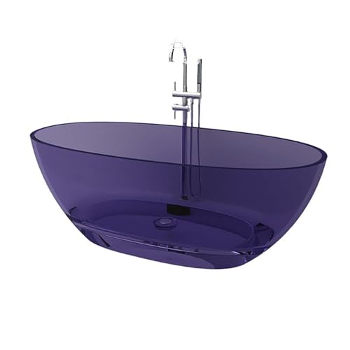 XINDAR Modern Oval Freestanding Bathtub, Resin Material, Roll Top Soaking