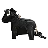 LIZHAOCAI Women Funny Horse Shape Crossbody Bag Cute Animal Shoulder Bag PU Leather Clutch Purse (Black)