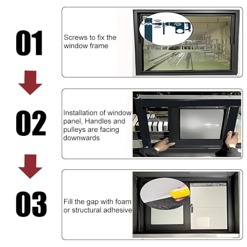 Ventana deslizante de aluminio negro 81x53 cm con vidrio templado para sótano 7