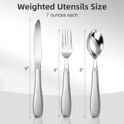 Weighted Utensils for Hand Tremors and Parkinson's Patients-Adaptive Utensils-3 Piece Set Weighted Silverware for Elderly, Arthritis, Weak Hand Grip.Gifts for Parkinsons Patients - Image 3