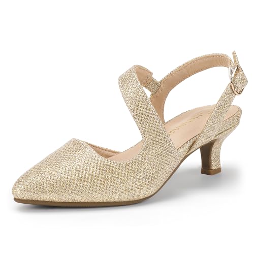 Image of Hehainom Girls Dress Shoes Kitten Heels Sandals Little Big Kids Pointed Toe Slingback Wedding Party Pumps Shoes