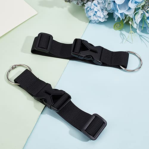 Image of GORGECRAFT 2Pcs Luggage Straps Coat Jacket Gripper Holder Suitcase Belt Clip Ring Hook Black Adjustable Belt Straps with Iron Hinged Rings and Plastic Release Buckle Polyester Travel Accessories