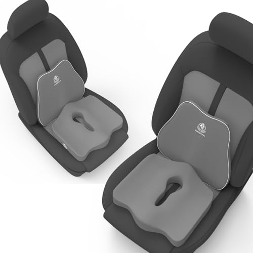 Image of MRRON Car Comfort Combo | Memory Foam Backrest & Wedge Seat Cushion Combo of 2 | Orthopedic Support for Back, Tailbone, Sciatica | Ergonomic Comfort for Car, Office| Posture Correction | Universal Fit