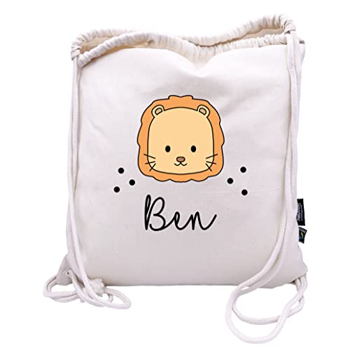 Personalisiertes Löwen Turnbeutel Geschenk Mit Namen - Sportrucksack Für Kinder & Erwachsene