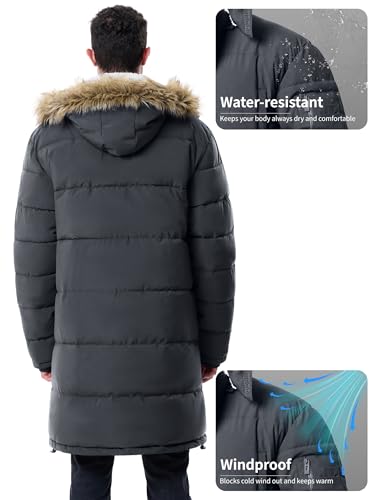 Image of Winter Coats For Men Winter Jackets Water Resistant Warm Thicken Puffy Hooded Insulated Thicken Parka Coat
