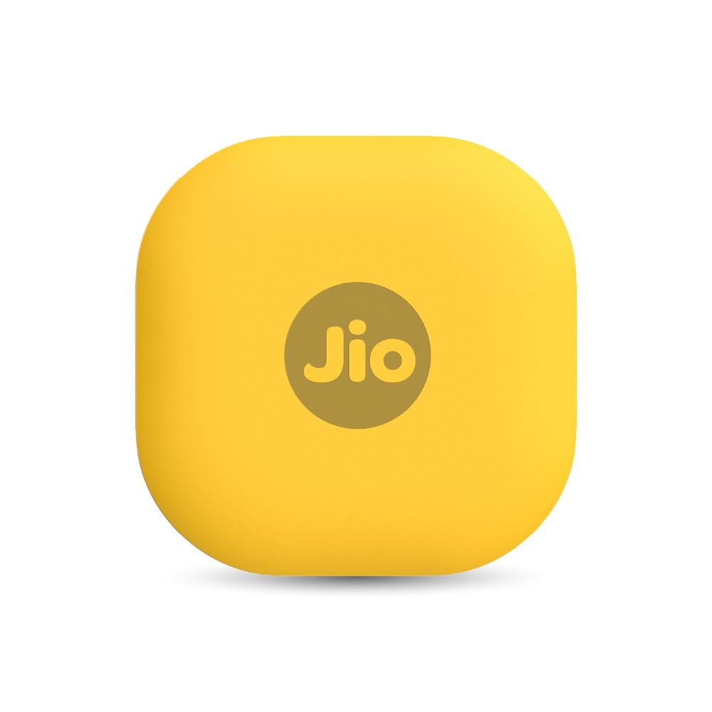 JioTag Go for Android (Yellow) Worldwide Tracker, Pair with Google Find Hub app for Keys, Luggage, Bikes, Purses etc. Inside & Outside Bluetooth Range, No SIM/subscriptions Required, 1+1 Year Battery