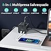 Ciabatta Elettrica Multipresa con 4 Prese Universali 10/16A ITA e Schuko, 2 M Prolunga Elettrica con 2 USB A+2 USB C,Presa Multipla Spina Piatta Salvaspazio con Interruttori per Casa, Ufficio Nero