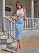 Trendy High Waisted Denim Skirt for Women Button Front Slit Midi Skirt for Ladies Fashion 2025 Summer-Light Blue-S