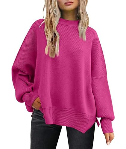 Image of SEMATOMALA Women's Oversized Plain Batwing Sweaters Fall Winter Crewneck Trendy Pullover Knit Jumper Tops