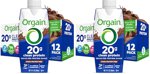 Image of Orgain Clean Protein Shake,Grass Fed Dairy,Creamy Chocolate Fudge - 20g Whey High Protein,Kosher,Ready to Drink,Low Net Carbs,Gluten Free,No Soy Ingredients,11 Fl Oz,(Pack of 24)