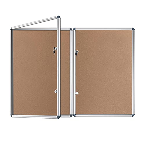 VIZ-PRO Tamperproof Lockable Cork Noticeboard Class 1 Aluminium Framed 48x36 Inches, Pack of 2