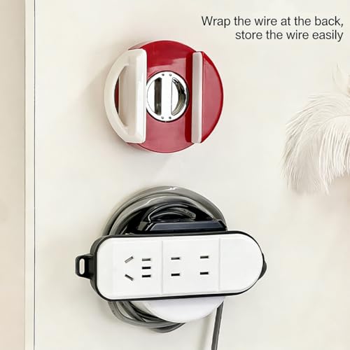 Soporte ajustable con ventosa para regleta de enchufes bajo escritorio, montaje en pared sin taladro, organizador giratorio y reutilizable para cables miniatura 6