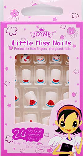 Kids False Nails for Girls 24pcs Press on Kids Fake Naile Cute Teenage Cartoon Animal Design Acrylic Artificial False Nail Tips With 1 Pack (CM06)