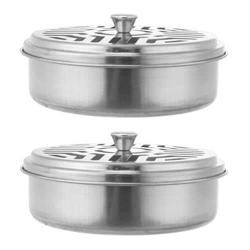 TIDTALEO 2個 ステンレス製蚊香架 耐熱コイルホルダー 上部 トレイ付き 携帯便利 屋内外使用可能 蚊取り線香スタンド