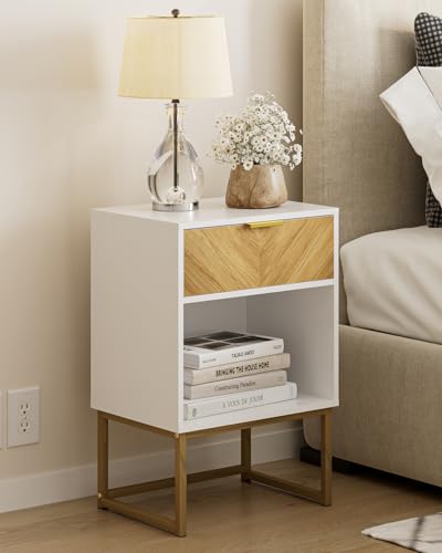 Image of Masupu Extra Large Nightstand,Boho Night Stand Modern Farmhouse Wood Bedside Table with Storage Drawer,Side End Table for Bedroom,Living Room,Office White