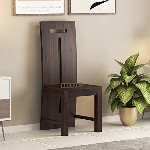 Image of T-Poster Wooden Dining Chairs Set of 2 for Kitchen & Dining Room, Two Seats, Solid Sheesham Wood, Walnut Finish