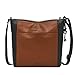 Fossil Women's Tara Leather Crossbody Purse Handbag, Brown/Black Colorblock (Model: ZB1760015)