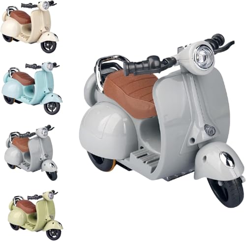 Doll Scooter for 17cm Doll,Scooter Toy with Lights and Music Rotate 360°,5 Colors Cute Motorcycles for Dolls,Desktop Ornaments for Doll Collectors,Interactive Rotating Toy Desktop Decoration (Grey)