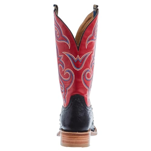 Hyer Mens Jetmore Black FQ Ostrich 13 In Red Vintage Goat Top Cowboy Boot2
