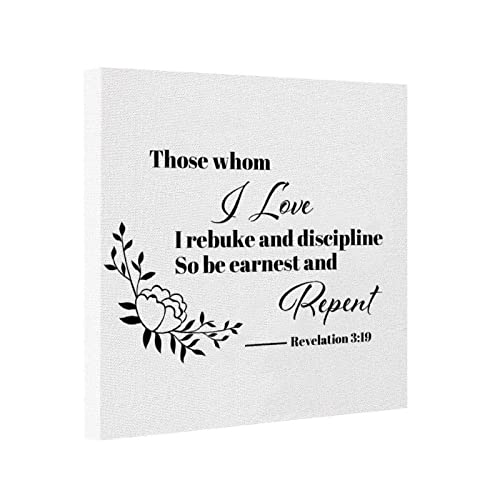 Pictures Prints, Those Whom I Love I Rebuke And Discipline. So Be Earnest And Repent Framed Canvas Print Wall Art Creative Window View Wall Art for Office Living Room 8x8''