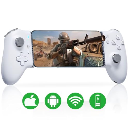 ATUTEN Phone Game Controller Android, Mobile Gaming Controller for iphone 16/15 Stream Pc/Xbox/Ps5 Games on Mobile Phone, Dual Hall Linear Trigger, Stretch Panel Straight, Through Charging Capability