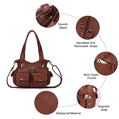Image of KL928 Women's Large Purses Handbags PU Leather Multi-Pocket Shoulder Bag | Large
