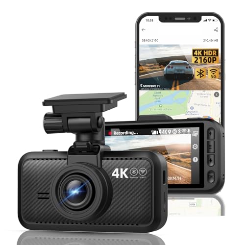 Miofive Dash Cam Front for Car 4K/2160P Dash Camera with 5G WiFi and Bluetooth APP,Built-in GPS 3.0 IPS Screen Dashcam 140° Wide Angle, G-Sensor, HDR, Night Vision, 24H Parking Mode