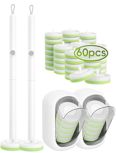 LEGUO Wall Mounted Disposable Toilet Brush System with Holder, Toilet Bowl Cleaning Wand with Green Refills and One-Button Release, 2 Wands and Holders with 60 Green Refills LEGUO Wall Mounted Disposable Toilet Brush System with Holder, Toilet Bowl Cleaning Wand with Green Refills and One-Button Release, 2 Wands and Holders with 60 Green Refills