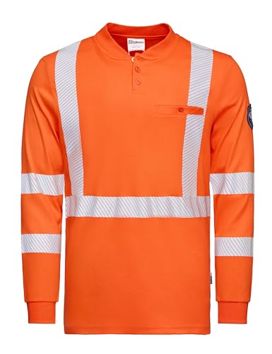 Ubon FR Shirts for Men Lightweight High Vis Henley Shirts Reflective Welding Shirt Fire Resistant Clothing for Safety Work, Orange, Large