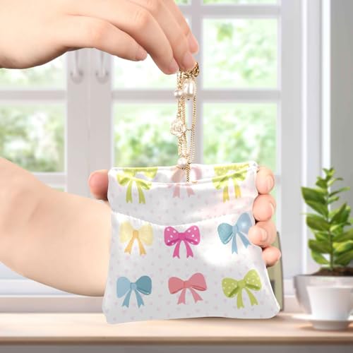 Colorful Bows Coin Purse Leather Pouch Change Purse, Squeeze Coin Pouch for Cards, Keys & Lipsticks, Unisex4