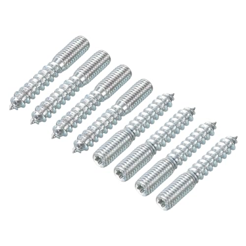 uxcell M8 Hanger Bolts Length 2"(50mm) Double Headed Bolts Self-Tapping Screw 8mm Wood Joint Furniture Legs 32pcs