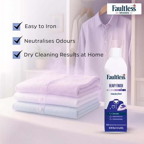 Image of Faultless Heavy Ironing Spray Starch 567g, Gives Stiff and Crisp Finish, Wrinkle-Free, Dry Cleaner Results at Home, Odor-Neutralizing, Easy Iron Aid, Imported from USA