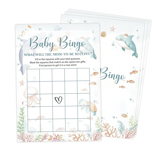 Under The Sea Baby Shower Bingo Game, Pack of 30 Game Cards, Sea Creatures Ocean Shower Game, Gender Reveal Party Decorations, Gender Neutral - KR77