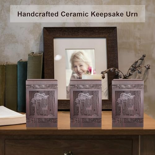 Cremation Urns for Human Ashes Adult Male Female, Wooden Carved Deer Urns Box and Casket for Ashes Men Women Child, Pets Cat Dog Urn, Burial Funeral Memorial Urns for Ashes