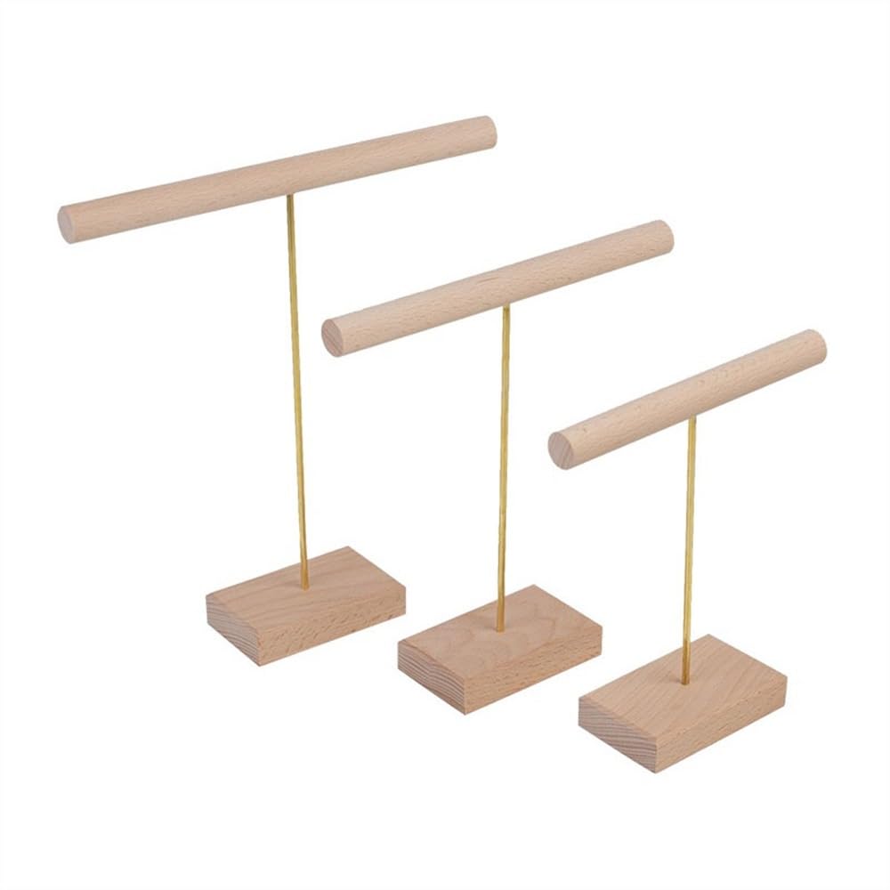 RUNZE765Z Display Stand Creative Jewelry Store Necklace Bracelet Display Organizer T-shaped Racks Wooden Jewelry Organizer
