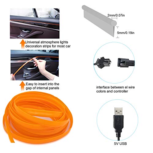 M.best Neon Light El Wire For Automotive Car Interior Decoration With 6Mm Sewing Edge (5M/15Ft, White) #TOP3