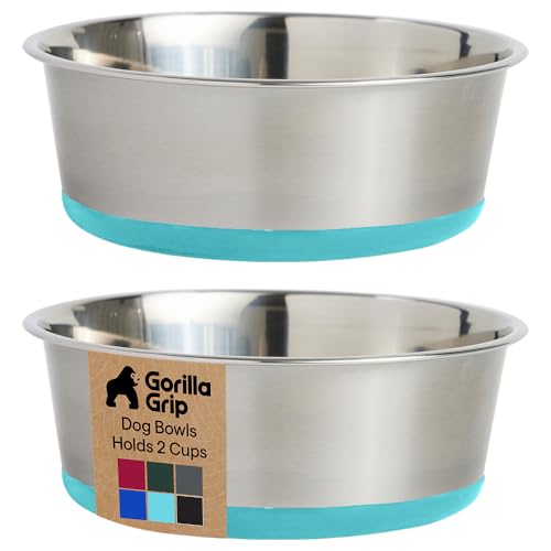 GORILLA GRIP Dog Bowls, Food Grade 304 Stainless...