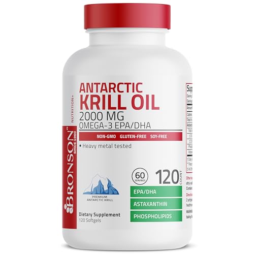 image for Bronson Antarctic Krill Oil 2000 mg with Omega-3s EPA, DHA, Astaxanthi