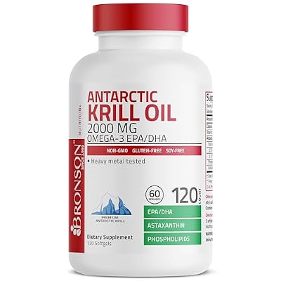 Bronson Antarctic Krill Oil 2000mg with Omega-3s EPA, DHA, Astaxanthin and Phospholipids 120 Softgels